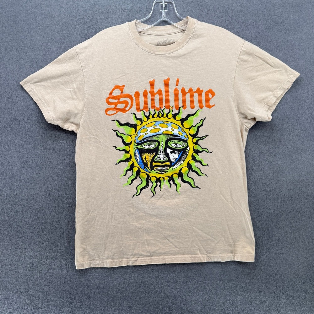 Sublime Mens Graphic T-Shirt Tan 40oz to Freedom Sun Logo Band Tee Size M